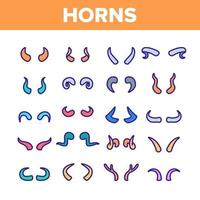 Animal, Devil Horns Vector Linear Icons Set