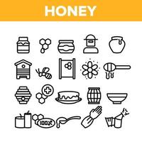 Honey Product Collection Elements Icons Set Vector