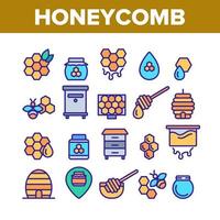 Honeycomb Collection Elements Icons Set Vector