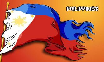 philippines vector flag with hand drawn