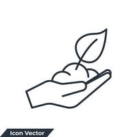 ecology icon logo vector illustration. hand with plant symbol template for graphic and web design collection