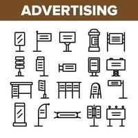 Collection Outdoor Advertising Icons Set Vector