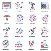 Set of Science icon logo vector illustration. meteorology, medicine, geometry, gemology, botany, zoology, philosophy and more pack symbol template for graphic and web design collection