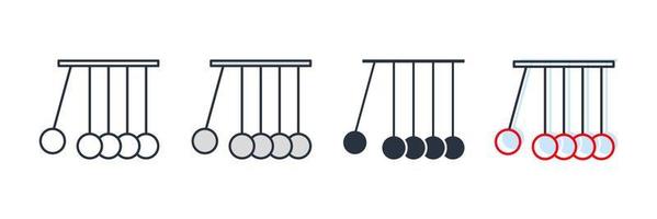 Newton cradle, pendulum icon logo vector illustration. kinetics symbol template for graphic and web design collection