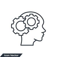 psychology icon logo vector illustration. People head with gear symbol template for graphic and web design collection