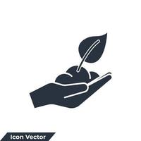 ilustración de vector de logotipo de icono de ecología. mano con plantilla de símbolo de planta para colección de diseño gráfico y web