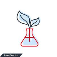 Ilustración de vector de logotipo de icono de botánica. plantilla de símbolo de planta y vidrio de laboratorio para la colección de diseño gráfico y web