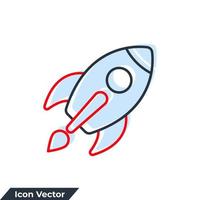 Astronautics icon logo vector illustration. rocket symbol template for graphic and web design collection