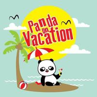 panda on vacation vector