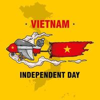 día independiente de vietnam con avión a reacción con ilustración de bandera vector