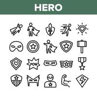 conjunto de iconos de elementos de colección de superhéroes vector
