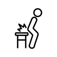 dolor sentado en la ilustración del contorno del vector del icono de la silla