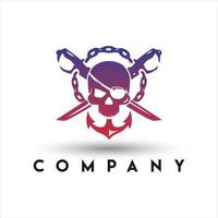 logotipo de calavera pirata. calavera pirata con logo de espadas vector