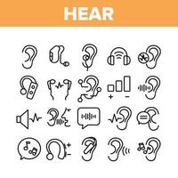 Hear Sound Aid Tool Collection Icons Set Vector