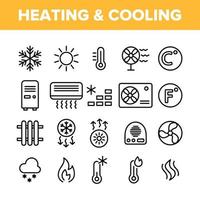 Heating And Cooling System Vector Linear Icons Set