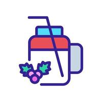 taza taza para jugo de espino con icono de paja ilustración de contorno vectorial vector