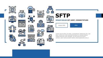 Ssh, Sftp File Transfer Protocol Landing Header Vector