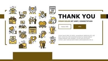 Thank You Day Holiday Landing Web Page Header Banner Template Vector