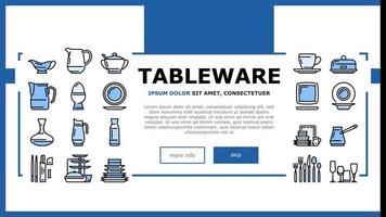 vajilla para banquete o cena vector de encabezado de aterrizaje