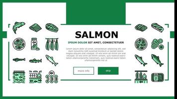 salmón pescado delicioso marisco aterrizaje encabezado vector