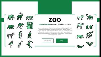 Zoo Animals, Birds And Snakes Landing Header Vector