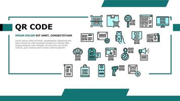 vector de encabezado de aterrizaje de identificación de código qr