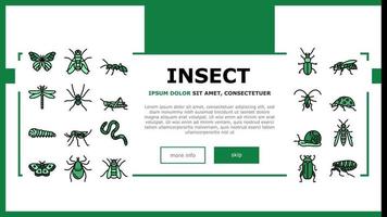 vector de encabezado de aterrizaje de vida silvestre de insectos, arañas y insectos