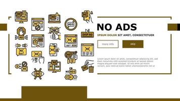 No Ads Advertise Free Landing Web Page Header Banner Template Vector