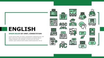 English Language Learn At School Landing Header Vector