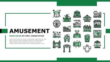 Amusement Park Entertainment Landing Header Vector