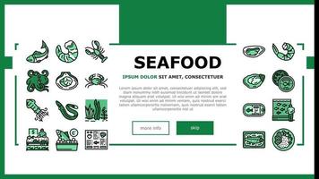 Seafood Cooked Food Dish Menu Landing Header Vector