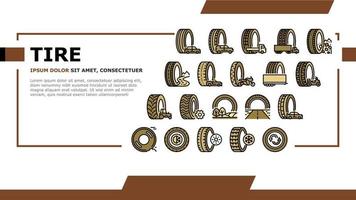 Used Tire Sale Shop Business Icons Set Vector