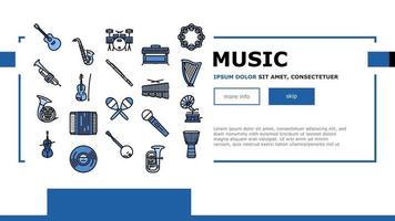 vector de encabezado de aterrizaje de rendimiento de instrumentos musicales