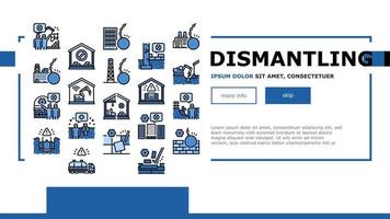 vector de encabezado de aterrizaje de proceso de construcción de desmantelamiento