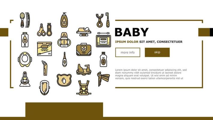 Baby Accessories And Equipment Landing Header Vector