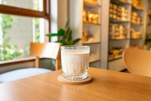 dirty coffee glass in coffee shop photo