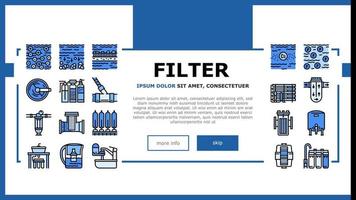 vector de encabezado de aterrizaje de equipo de filtro de agua