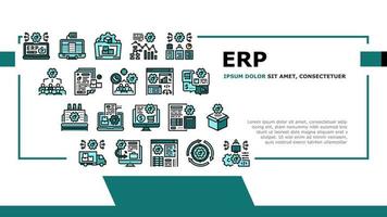 vector de encabezado de aterrizaje de planificación de recursos empresariales erp