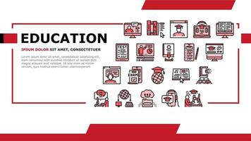 vector de encabezado de aterrizaje de libro de educación en línea