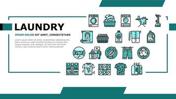 Laundry Service Washing Clothes Landing Header Vector