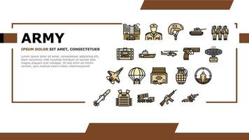 Army Soldier And War Technics Landing Header Vector