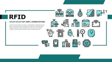 vector de encabezado de aterrizaje de tecnología de chip rfid