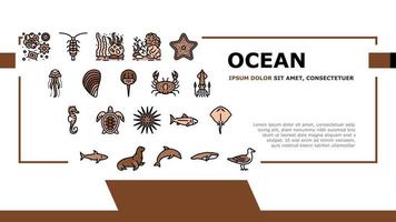 Ocean Underwater Life Landing Header Vector