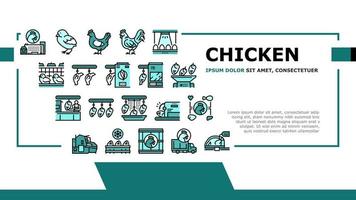 vector de encabezado de aterrizaje de fábrica de carne de pollo