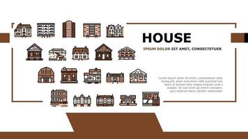 vector de encabezado de aterrizaje de construcciones de casas