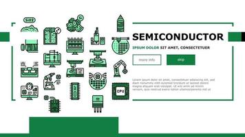 vector de encabezado de aterrizaje de planta de fabricación de semiconductores