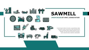 Sawmill Cut Service Landing Header Vector