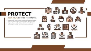 vector de encabezado de aterrizaje de tecnología de protección