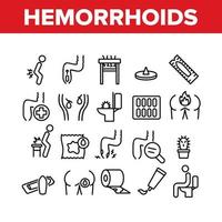 Hemorrhoids Disease Collection Icons Set Vector