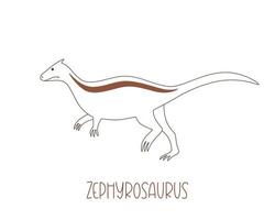 lindo garabato dinosaurio zephyrosaurus en contorno. carácter vectorial del período jurásico. vector